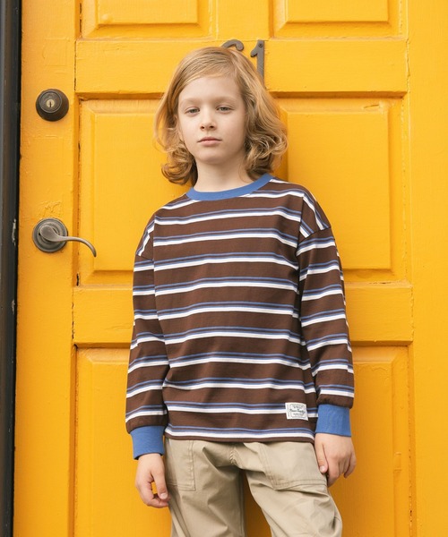 GLOBAL WORK（グローバルワーク）の「ヘビロッTEEボーダー長袖/637853（Tシャツ/カットソー・キッズ・グリーン系その他4/ダークブラウン・140cm/160cm/130cm/150cm）」の9枚目の写真