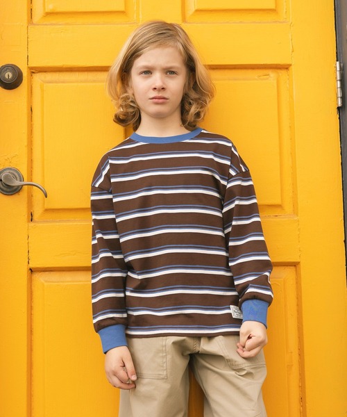 GLOBAL WORK（グローバルワーク）の「ヘビロッTEEボーダー長袖/637853（Tシャツ/カットソー・キッズ・グリーン系その他4/ダークブラウン・140cm/160cm/130cm/150cm）」の11枚目の写真