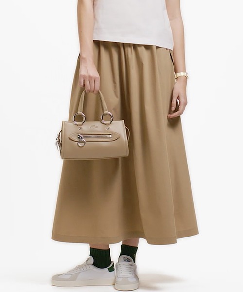 LACOSTE（ラコステ）の「ストレッチタイプライター ギャザー フレアスカート マキシ丈（スカート・レディース・ネイビー/ベージュ/ライトグリーン・38/34/36/40）」の2枚目の写真