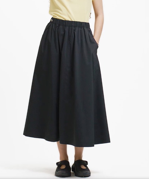 LACOSTE（ラコステ）の「ストレッチタイプライター ギャザー フレアスカート マキシ丈（スカート・レディース・ネイビー/ベージュ/ライトグリーン・38/34/36/40）」の3枚目の写真