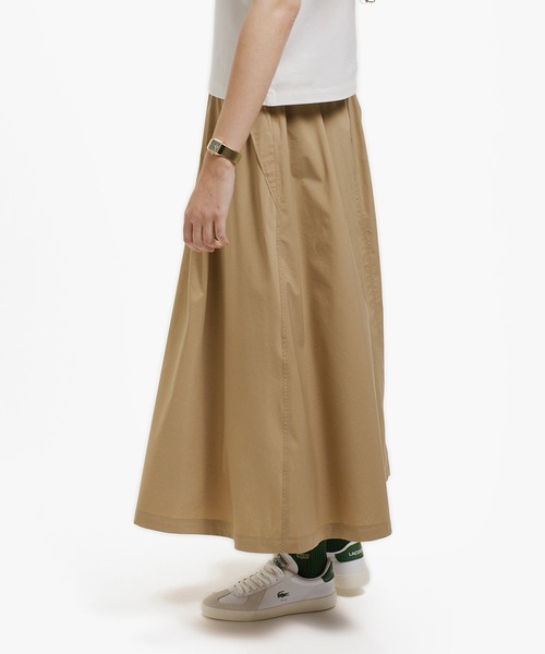 LACOSTE（ラコステ）の「ストレッチタイプライター ギャザー フレアスカート マキシ丈（スカート・レディース・ネイビー/ベージュ/ライトグリーン・38/34/36/40）」の14枚目の写真