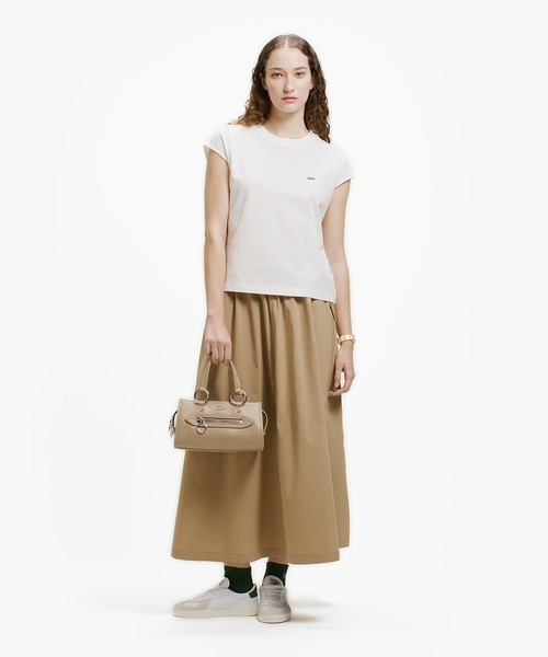 LACOSTE（ラコステ）の「ストレッチタイプライター ギャザー フレアスカート マキシ丈（スカート・レディース・ネイビー/ベージュ/ライトグリーン・38/34/36/40）」の15枚目の写真