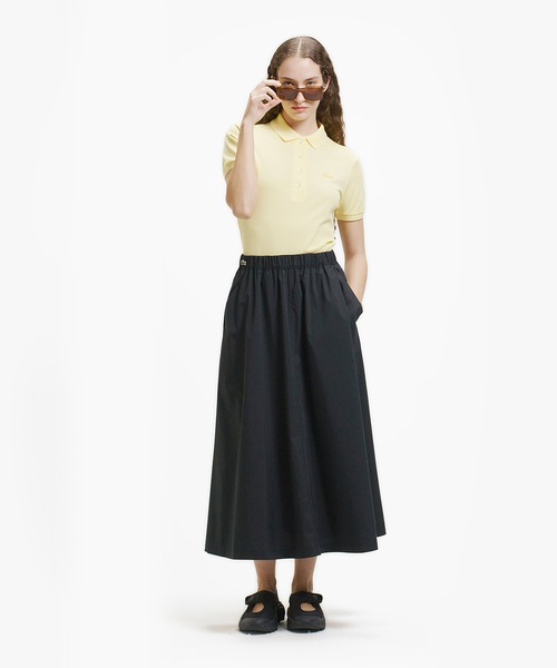 LACOSTE（ラコステ）の「ストレッチタイプライター ギャザー フレアスカート マキシ丈（スカート・レディース・ネイビー/ベージュ/ライトグリーン・38/34/36/40）」の17枚目の写真