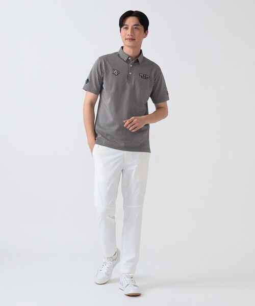 BEAMS GOLF(ビームスゴルフ)の「PURPLE LABEL / スフィダンテ ストライプ サッカー ポロシャツ(ポロシャツ・メンズ・ネイビー/ブラウン・L/M/XL/S)」の4枚目の写真