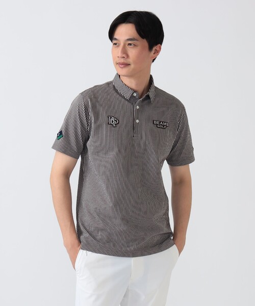 BEAMS GOLF(ビームスゴルフ)の「PURPLE LABEL / スフィダンテ ストライプ サッカー ポロシャツ(ポロシャツ・メンズ・ネイビー/ブラウン・L/M/XL/S)」の5枚目の写真