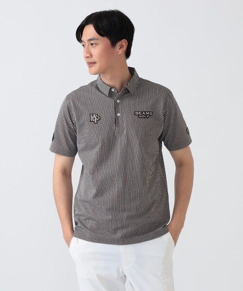 BEAMS GOLF(ビームスゴルフ)の「PURPLE LABEL / スフィダンテ ストライプ サッカー ポロシャツ(ポロシャツ・メンズ・ネイビー/ブラウン・L/M/XL/S)」の6枚目の写真