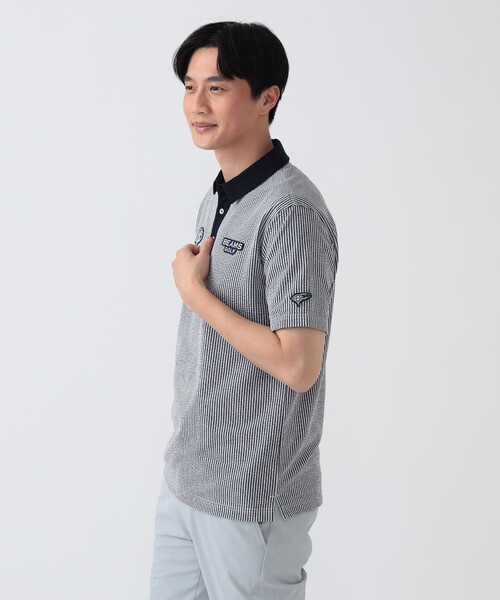 BEAMS GOLF(ビームスゴルフ)の「PURPLE LABEL / スフィダンテ ストライプ サッカー ポロシャツ(ポロシャツ・メンズ・ネイビー/ブラウン・L/M/XL/S)」の8枚目の写真