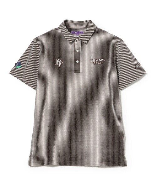 BEAMS GOLF(ビームスゴルフ)の「PURPLE LABEL / スフィダンテ ストライプ サッカー ポロシャツ(ポロシャツ・メンズ・ネイビー/ブラウン・L/M/XL/S)」の9枚目の写真