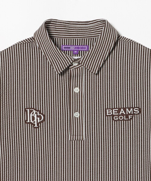 BEAMS GOLF(ビームスゴルフ)の「PURPLE LABEL / スフィダンテ ストライプ サッカー ポロシャツ(ポロシャツ・メンズ・ネイビー/ブラウン・L/M/XL/S)」の10枚目の写真