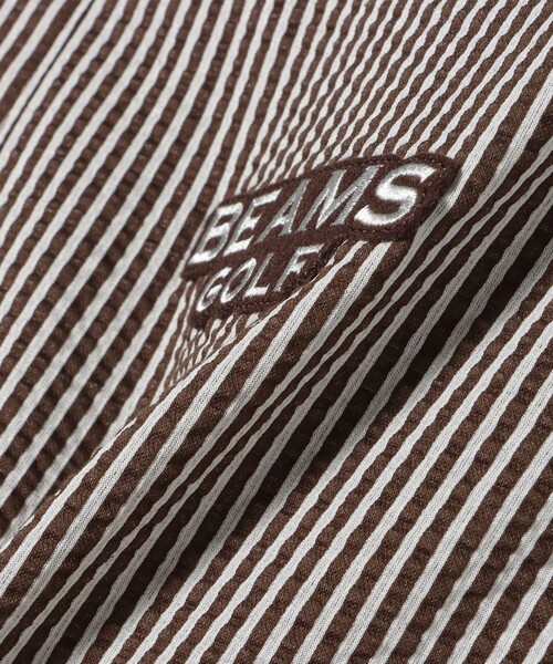 BEAMS GOLF(ビームスゴルフ)の「PURPLE LABEL / スフィダンテ ストライプ サッカー ポロシャツ(ポロシャツ・メンズ・ネイビー/ブラウン・L/M/XL/S)」の14枚目の写真