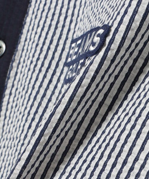 BEAMS GOLF(ビームスゴルフ)の「PURPLE LABEL / スフィダンテ ストライプ サッカー ポロシャツ(ポロシャツ・メンズ・ネイビー/ブラウン・L/M/XL/S)」の18枚目の写真