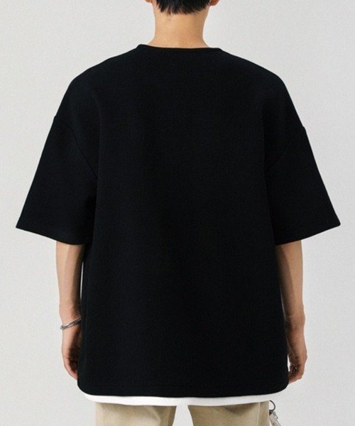 link lot（リンクロット）の「フェイクレイヤードダブルヘンリーネック無地T（Tシャツ/カットソー・メンズ・ブラック/グレー・L/M）」の7枚目の写真