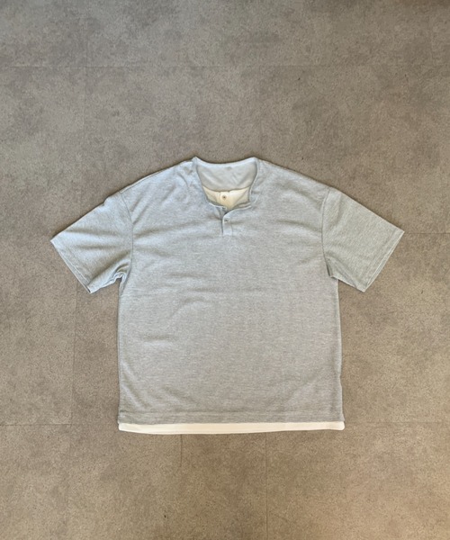 link lot（リンクロット）の「フェイクレイヤードダブルヘンリーネック無地T（Tシャツ/カットソー・メンズ・ブラック/グレー・L/M）」の11枚目の写真