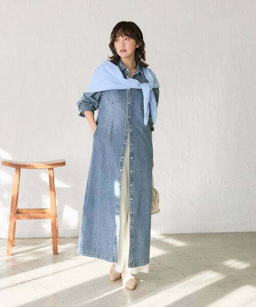 RIVE DROITE（リヴドロワ）の「【Yossshiiii企画】【A・MONN(アモン)】デニムシャツマルチワンピース（ワンピース・レディース・ブルー・36/40/38）」の17枚目の写真