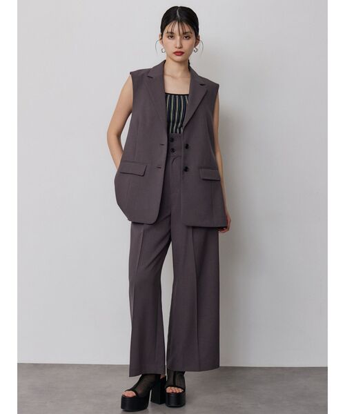 MURUA（ムルーア）の「【接触冷感】ハイウエストセンプレワイドパンツ【セットアップ着用可】（スラックス・レディース・ブルー/ベージュ/グレー/ブラック・2/1）」の22枚目の写真