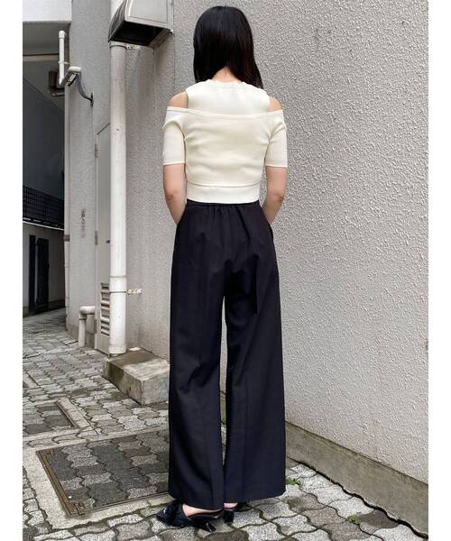 MURUA（ムルーア）の「【接触冷感】ハイウエストセンプレワイドパンツ【セットアップ着用可】（スラックス・レディース・ブルー/ベージュ/グレー/ブラック・2/1）」の9枚目の写真