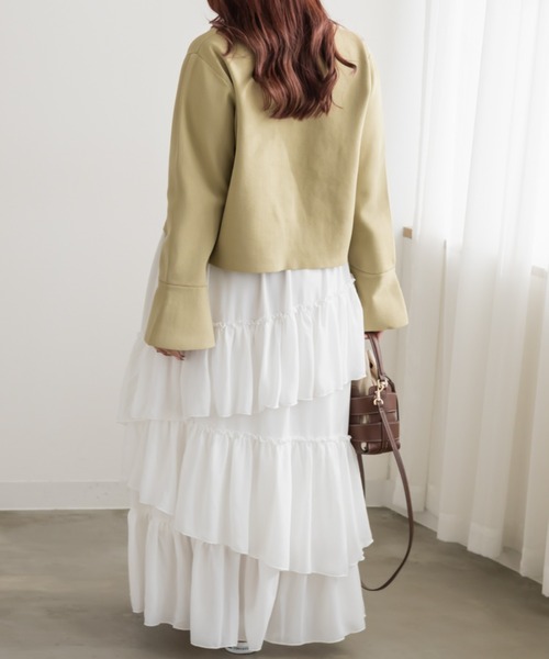 CLETTE（クレット）の「CLETTEオリジナルアシメラッフルスカート（スカート・レディース・オフホワイト/ピンク/ブラック・4L/3L/LL）」の6枚目の写真