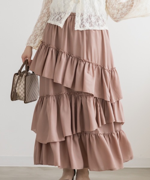 CLETTE（クレット）の「CLETTEオリジナルアシメラッフルスカート（スカート・レディース・オフホワイト/ピンク/ブラック・4L/3L/LL）」の7枚目の写真