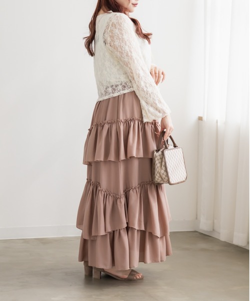 CLETTE（クレット）の「CLETTEオリジナルアシメラッフルスカート（スカート・レディース・オフホワイト/ピンク/ブラック・4L/3L/LL）」の9枚目の写真