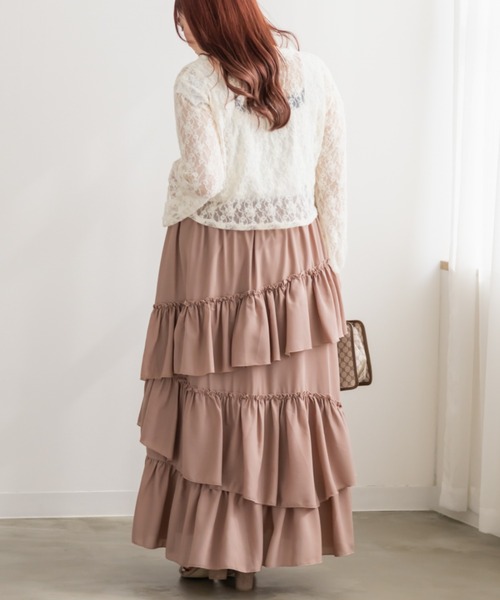 CLETTE（クレット）の「CLETTEオリジナルアシメラッフルスカート（スカート・レディース・オフホワイト/ピンク/ブラック・4L/3L/LL）」の10枚目の写真