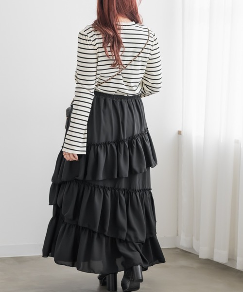 CLETTE（クレット）の「CLETTEオリジナルアシメラッフルスカート（スカート・レディース・オフホワイト/ピンク/ブラック・4L/3L/LL）」の14枚目の写真