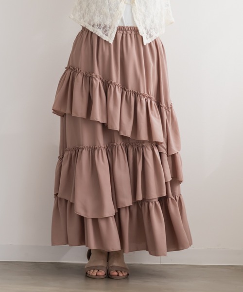 CLETTE（クレット）の「CLETTEオリジナルアシメラッフルスカート（スカート・レディース・オフホワイト/ピンク/ブラック・4L/3L/LL）」の15枚目の写真