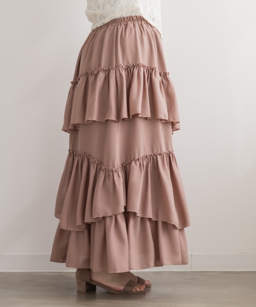 CLETTE（クレット）の「CLETTEオリジナルアシメラッフルスカート（スカート・レディース・オフホワイト/ピンク/ブラック・4L/3L/LL）」の16枚目の写真