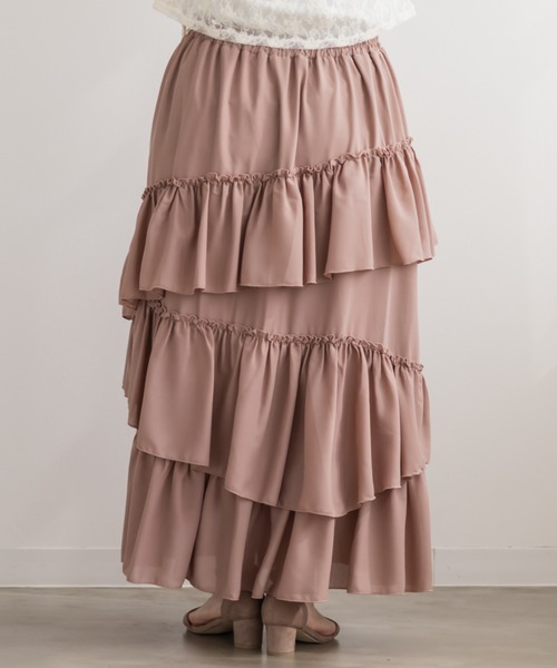 CLETTE（クレット）の「CLETTEオリジナルアシメラッフルスカート（スカート・レディース・オフホワイト/ピンク/ブラック・4L/3L/LL）」の17枚目の写真