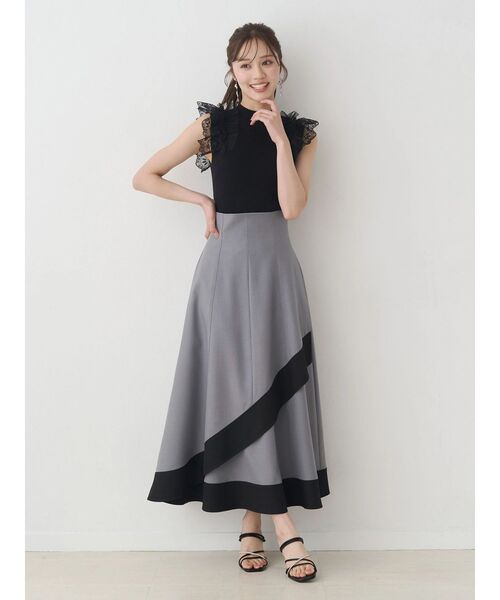 MERCURYDUO(マーキュリーデュオ)の「異素材フリルボトルニット(ニット/セーター・レディース・ブラック/オフホワイト/ミント・FREE)」の10枚目の写真