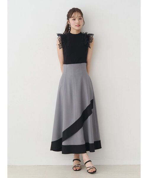 MERCURYDUO(マーキュリーデュオ)の「異素材フリルボトルニット(ニット/セーター・レディース・ブラック/オフホワイト/ミント・FREE)」の11枚目の写真