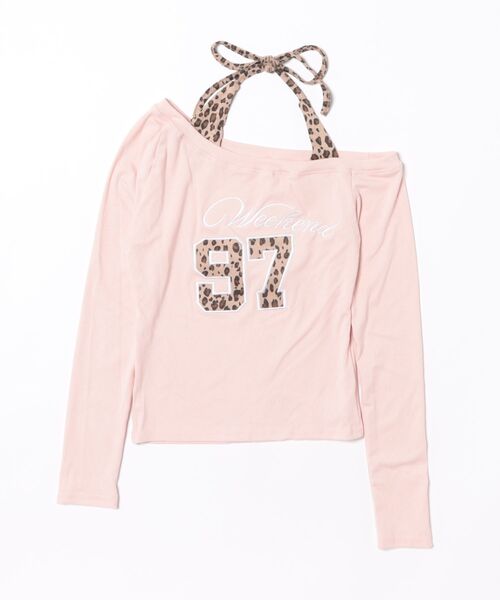 Sibra(シブラ)の「レオパードロゴプリントTシャツ(Tシャツ/カットソー・レディース・グレー/ホワイト/ピンク/ブルー・M)」の4枚目の写真