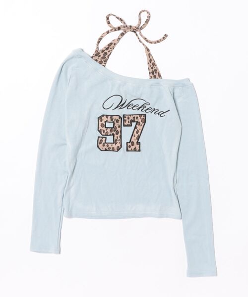 Sibra(シブラ)の「レオパードロゴプリントTシャツ(Tシャツ/カットソー・レディース・グレー/ホワイト/ピンク/ブルー・M)」の3枚目の写真