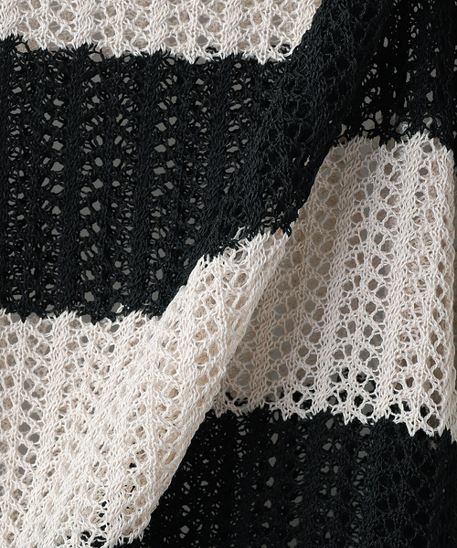 NOCTO ARCHIVE(ノクトアーカイブ)の「NOCTO ARCHIVE/ノクト アーカイブ Mesh Knit Pullover(ニット/セーター・メンズ・ブラック/チャコールグレー/ホワイト系その他・FREE)」の4枚目の写真