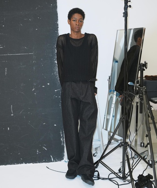 NOCTO ARCHIVE(ノクトアーカイブ)の「NOCTO ARCHIVE/ノクト アーカイブ Mesh Knit Pullover(ニット/セーター・メンズ・ブラック/チャコールグレー/ホワイト系その他・FREE)」の5枚目の写真