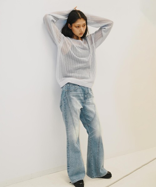 NOCTO ARCHIVE(ノクトアーカイブ)の「NOCTO ARCHIVE/ノクト アーカイブ Mesh Knit Pullover(ニット/セーター・メンズ・ブラック/チャコールグレー/ホワイト系その他・FREE)」の7枚目の写真