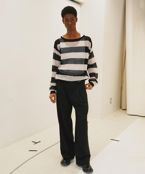 NOCTO ARCHIVE(ノクトアーカイブ)の「NOCTO ARCHIVE/ノクト アーカイブ Mesh Knit Pullover(ニット/セーター・メンズ・ブラック/チャコールグレー/ホワイト系その他・FREE)」の9枚目の写真