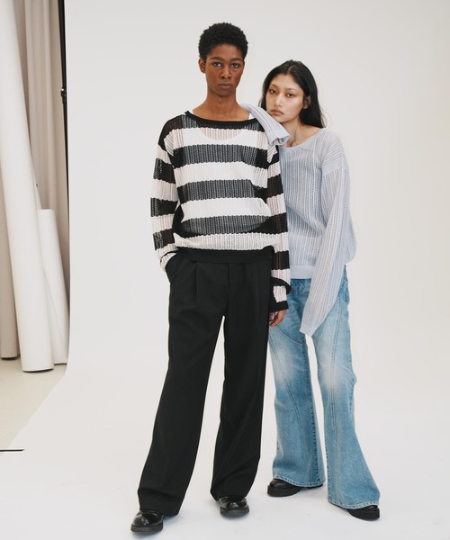 NOCTO ARCHIVE(ノクトアーカイブ)の「NOCTO ARCHIVE/ノクト アーカイブ Mesh Knit Pullover(ニット/セーター・メンズ・ブラック/チャコールグレー/ホワイト系その他・FREE)」の10枚目の写真