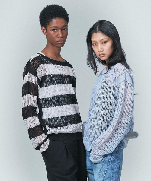 NOCTO ARCHIVE(ノクトアーカイブ)の「NOCTO ARCHIVE/ノクト アーカイブ Mesh Knit Pullover(ニット/セーター・メンズ・ブラック/チャコールグレー/ホワイト系その他・FREE)」の11枚目の写真