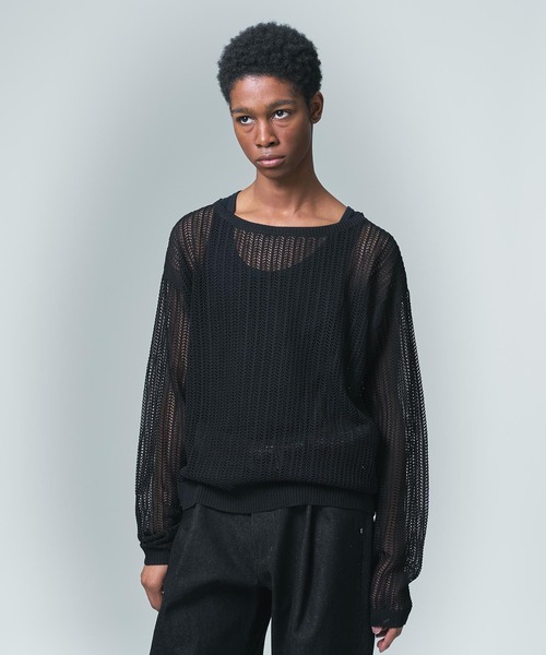 NOCTO ARCHIVE(ノクトアーカイブ)の「NOCTO ARCHIVE/ノクト アーカイブ Mesh Knit Pullover(ニット/セーター・メンズ・ブラック/チャコールグレー/ホワイト系その他・FREE)」の3枚目の写真