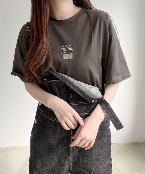 Nana（ナナ）の「ワンポイントロゴ ビッグシルエットTシャツ（Tシャツ/カットソー・レディース・チャコールグレー・FREE）」の11枚目の写真