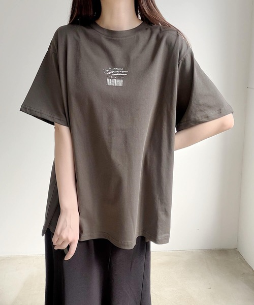 Nana（ナナ）の「ワンポイントロゴ ビッグシルエットTシャツ（Tシャツ/カットソー・レディース・チャコールグレー・FREE）」の12枚目の写真