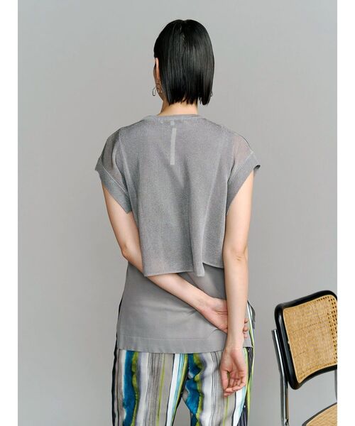 UN3D.（アンスリード）の「SHEER SHORT KT TOP / シアーショートニットトップ（ニット/セーター・レディース・グレー/ブラック/ホワイト・FREE）」の6枚目の写真