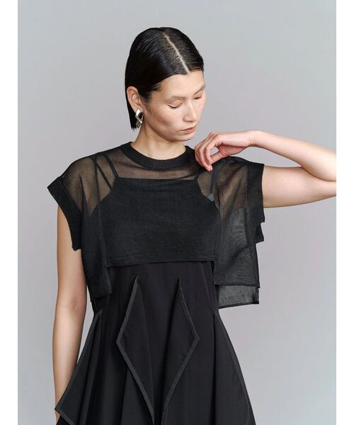 UN3D.（アンスリード）の「SHEER SHORT KT TOP / シアーショートニットトップ（ニット/セーター・レディース・グレー/ブラック/ホワイト・FREE）」の11枚目の写真