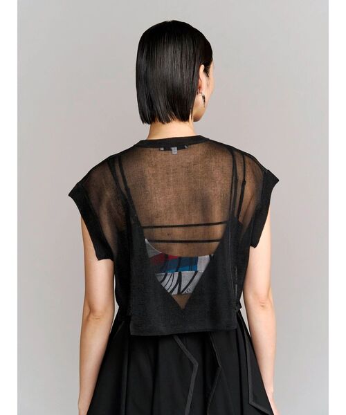 UN3D.（アンスリード）の「SHEER SHORT KT TOP / シアーショートニットトップ（ニット/セーター・レディース・グレー/ブラック/ホワイト・FREE）」の12枚目の写真