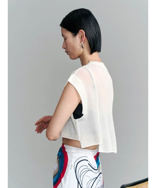 UN3D.（アンスリード）の「SHEER SHORT KT TOP / シアーショートニットトップ（ニット/セーター・レディース・グレー/ブラック/ホワイト・FREE）」の16枚目の写真