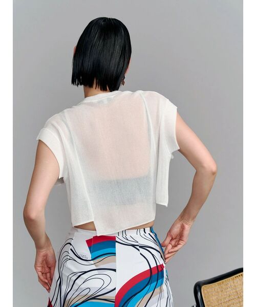 UN3D.（アンスリード）の「SHEER SHORT KT TOP / シアーショートニットトップ（ニット/セーター・レディース・グレー/ブラック/ホワイト・FREE）」の17枚目の写真