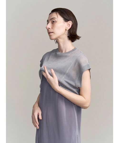 UN3D.（アンスリード）の「SHEER SHORT KT TOP / シアーショートニットトップ（ニット/セーター・レディース・グレー/ブラック/ホワイト・FREE）」の20枚目の写真