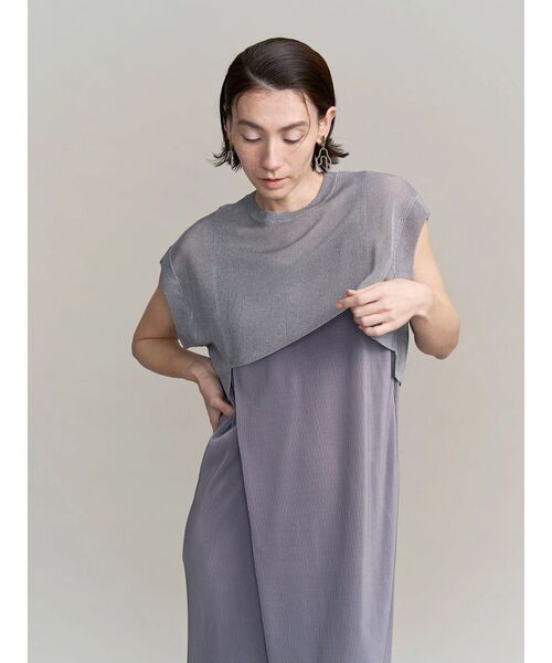 UN3D.（アンスリード）の「SHEER SHORT KT TOP / シアーショートニットトップ（ニット/セーター・レディース・グレー/ブラック/ホワイト・FREE）」の22枚目の写真