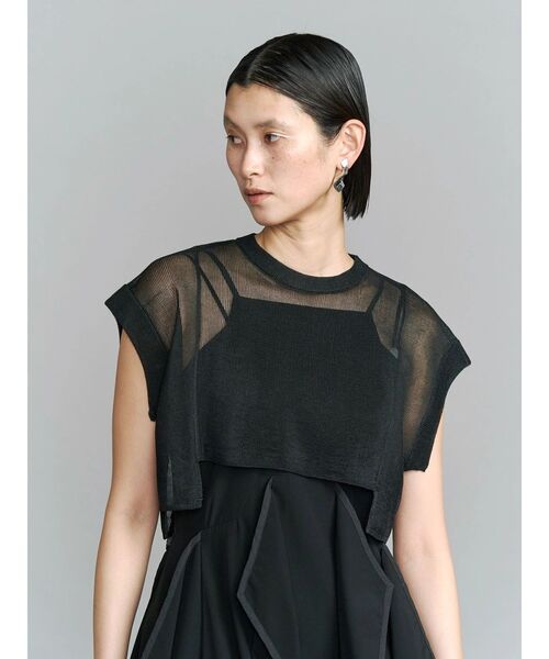 UN3D.（アンスリード）の「SHEER SHORT KT TOP / シアーショートニットトップ（ニット/セーター・レディース・グレー/ブラック/ホワイト・FREE）」の3枚目の写真