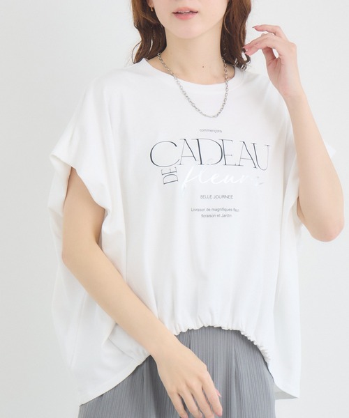 KATHARINE ROSS(キャサリンロス)の「【KATHARINE ROSS】ドロストボックスロゴTシャツ(Tシャツ/カットソー・レディース・チャコールグレー/オフホワイト/イエロー・FREE)」の2枚目の写真